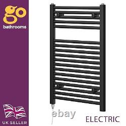 Electric Heated Towel Rail Small Bathroom Radiator Black Towel Warmer 770x550mm