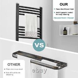 Electric Heated Towel Rail Straight Radiator Bathroom Thermostatic Rad Black