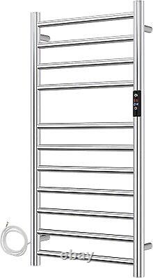 Electric Heated Towel Rail Wall Mounted Chrome Stainless Steel 800 x 400