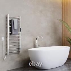 Electric Heated Towel Rail Wall Mounted Chrome Stainless Steel 800 x 400