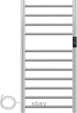 Electric Heated Towel Rail Wall Mounted Chrome Stainless Steel with Timer