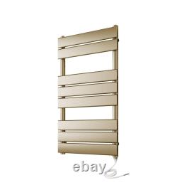 Electric Richmond Flat Tube Heated Towel Rail Black/Brushed Brass/Chrome