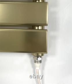 Electric Richmond Flat Tube Heated Towel Rail Black/Brushed Brass/Chrome