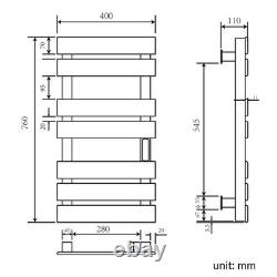 Electric Towel Rail Radiator Carbon Fibre Thermostat Timer Energy Saving 300W