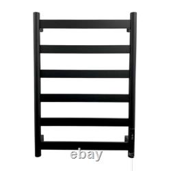 FALA 700mm Black Electric Towel Rail Stainless Steel Dry Heated Towel Warmer