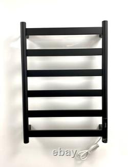 FALA 700mm Black Electric Towel Rail Stainless Steel Dry Heated Towel Warmer