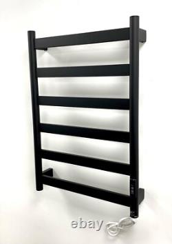 FALA 700mm Black Electric Towel Rail Stainless Steel Dry Heated Towel Warmer