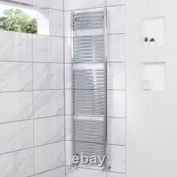 Fjord Curved Heated Bathroom Toilet Towel Rail Radiator Chrome & White Finish