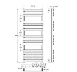 Flat Panel Heated Towel Rail 1600mm X 600mm In Anthracite Grey