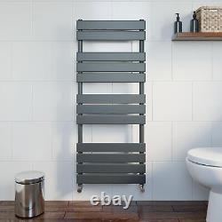 Flat Panel Heated Towel Rail Anthracite Grey 1200 x 500mm Wall Mounted