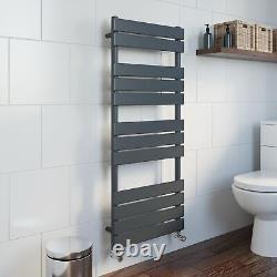 Flat Panel Heated Towel Rail Anthracite Grey 1200 x 500mm Wall Mounted