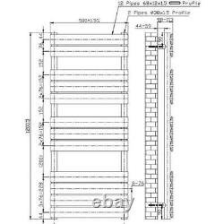 Flat Panel Heated Towel Rail Brushed Brass 1200 x 500mm Wall Mounted Bathroom