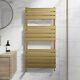 Flat Panel Heated Towel Rail Brushed Brass 1200 X 600mm Wall Mounted Bathroom