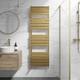 Flat Panel Heated Towel Rail Brushed Brass 1600 X 500mm Wall Mounted Bathroom