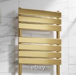 Flat Panel Heated Towel Rail Brushed Brass 1600 x 500mm Wall Mounted Bathroom