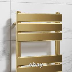 Flat Panel Heated Towel Rail Brushed Brass 650 x 400mm Wall Mounted Bathroom