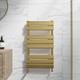 Flat Panel Heated Towel Rail Brushed Brass 800 X 450mm Wall Mounted Bathroom