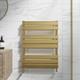 Flat Panel Heated Towel Rail Brushed Brass 800 X 600mm Wall Mounted Bathroom