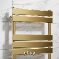 Flat Panel Heated Towel Rail Brushed Brass 950 x 500mm Wall Mounted Bathroom