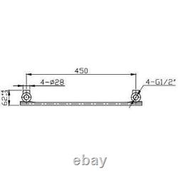 Flat Panel Heated Towel Rail Chrome Silver 1200 x 500mm Wall Mounted Bathroom