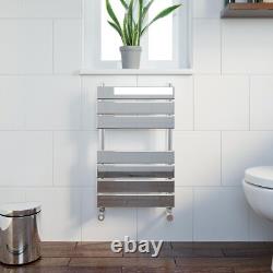 Flat Panel Heated Towel Rail Chrome Silver 650 x 400mm Wall Mounted Bathroom