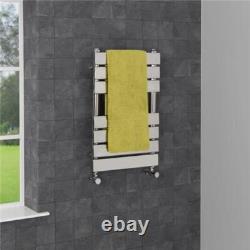Flat Panel Heated Towel Rail Chrome Silver 650 x 400mm Wall Mounted Bathroom