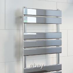 Flat Panel Heated Towel Rail Chrome Silver 800 x 450mm Wall Mounted Bathroom