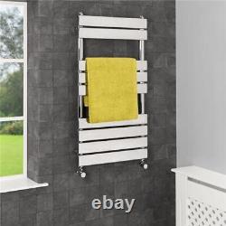 Flat Panel Heated Towel Rail Chrome Silver 950 x 500mm Wall Mounted Bathroom