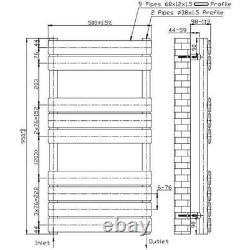 Flat Panel Heated Towel Rail Chrome Silver 950 x 500mm Wall Mounted Bathroom