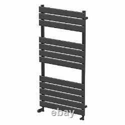 Flat Panel Heated Towel Rail Matt Black 1200 x 600mm Bathroom Wall Mounted