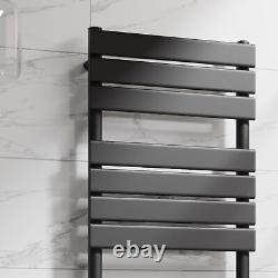 Flat Panel Heated Towel Rail Matt Black 1600 x 500mm Bathroom Wall Mounted