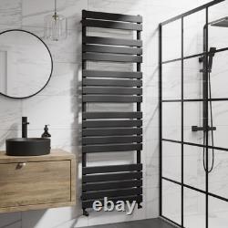 Flat Panel Heated Towel Rail Matt Black- 1800 x 600mm Bathroom Wall Mounted