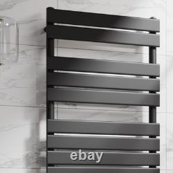 Flat Panel Heated Towel Rail Matt Black- 1800 x 600mm Bathroom Wall Mounted