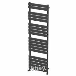 Flat Panel Heated Towel Rail Matt Black- 1800 x 600mm Bathroom Wall Mounted