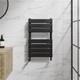 Flat Panel Heated Towel Rail Matt Black 650 X 400mm Bathroom Wall Mounted