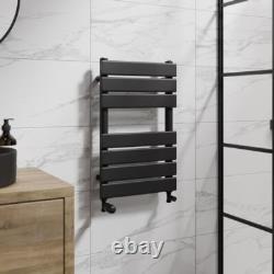 Flat Panel Heated Towel Rail Matt Black 650 x 400mm Bathroom Wall Mounted