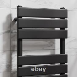 Flat Panel Heated Towel Rail Matt Black 650 x 400mm Bathroom Wall Mounted