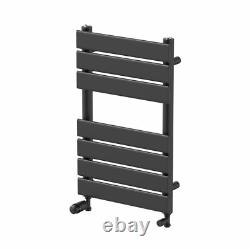 Flat Panel Heated Towel Rail Matt Black 650 x 400mm Bathroom Wall Mounted
