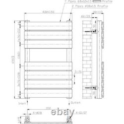 Flat Panel Heated Towel Rail Matt Black 650 x 400mm Bathroom Wall Mounted