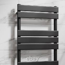 Flat Panel Heated Towel Rail Matt Black 950 x 500mm Bathroom Wall Mounted