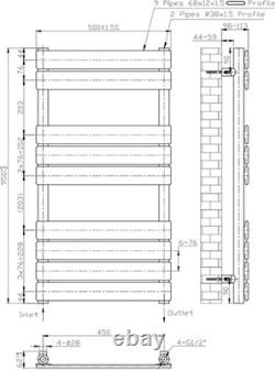 Flat Panel Heated Towel Rail Radiator 950 x 500mm (Brand New)