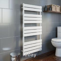 Flat Panel Heated Towel Rail White 1200 x 600mm Bathroom Wall Mounted Bathroom