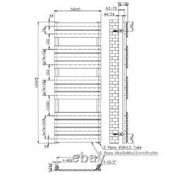 Flat Panel Towel Radiator 500mm Width Black Matt Bathroom Central Heating Rail