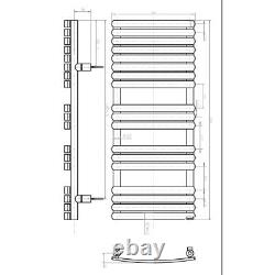 Flat Panel White Heated Towel Rail Designer Modern Bathroom Radiator 1200x500mm