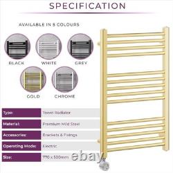 Gold 770x500mm Electric Heated Towel Rail Smart 300W Bathroom Radiator