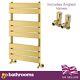 Gold Heated Towel Rail 800mm Modern Flat Panel Bathroom Radiator & Angle Valve