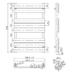 Gold Heated Towel Rail 800mm Modern Flat Panel Bathroom Radiator & Angle Valve