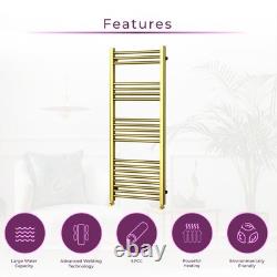 Gold Heated Towel Rail Radiator 1200x500mm Bathroom Ladder Central Heating