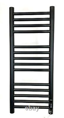 Greened House Siena 300w x 720h Matt Black Electric Heated Towel Rail with Built