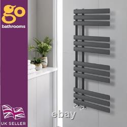 Grey Designer Oval Panel Offset Heated Towel Rail Bathroom Radiator 1130x500mm